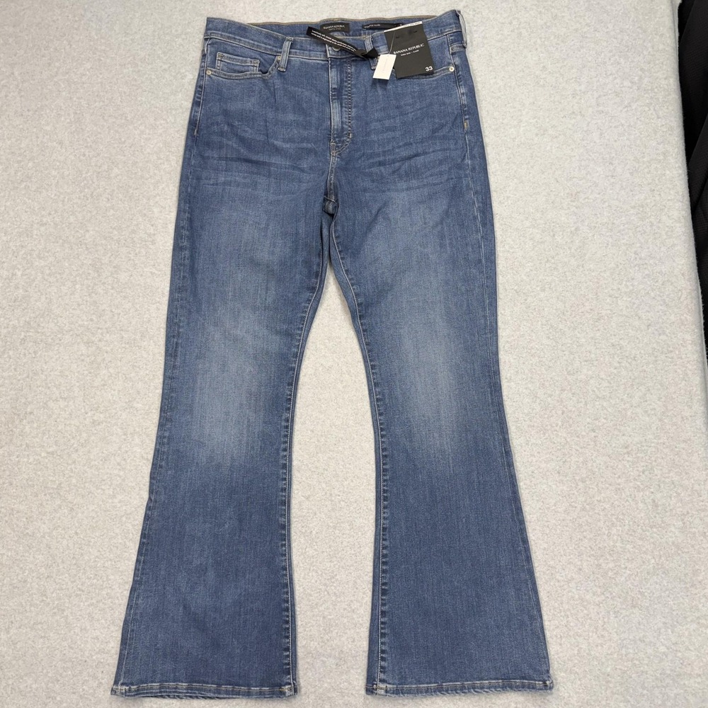 Banana Republic High Rise Flare Jeans Womens 33 Blue Premium Denim W36 L32.5